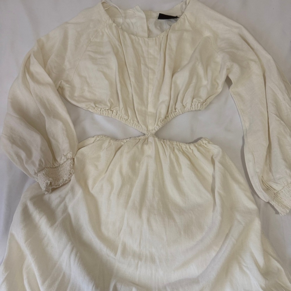 VICI Cutout Maxi Dress White Long Sleeve Button Back Boho Chic Size Small - Picture 2 of 16